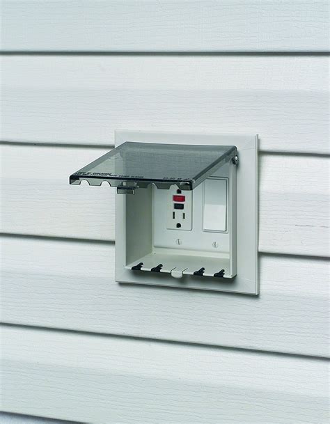 exterior electrical box for siding|recessed vinyl siding outlet box.